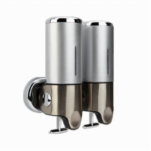 Plata 500ml * 2 de acero inoxidable + plástico ABS Wall-Mountained dispensador de jabón líquido